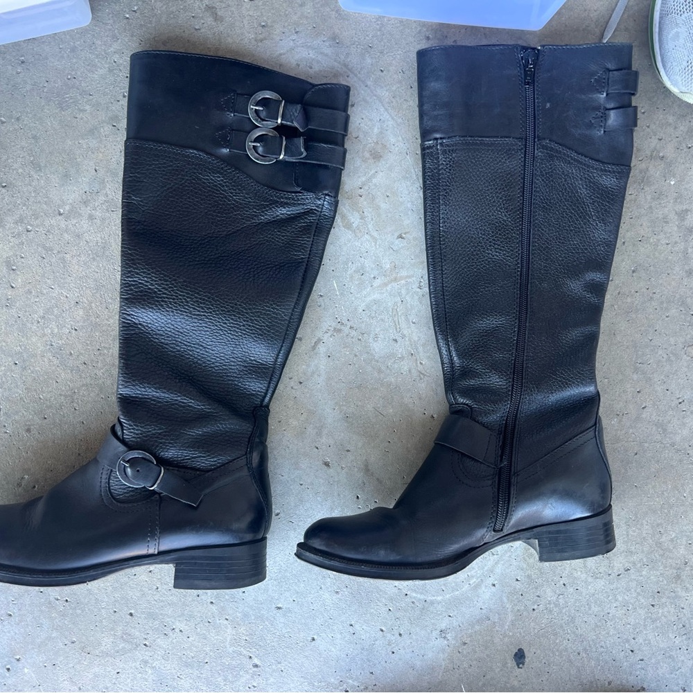 Aldo Black Leather Knee-High Boots